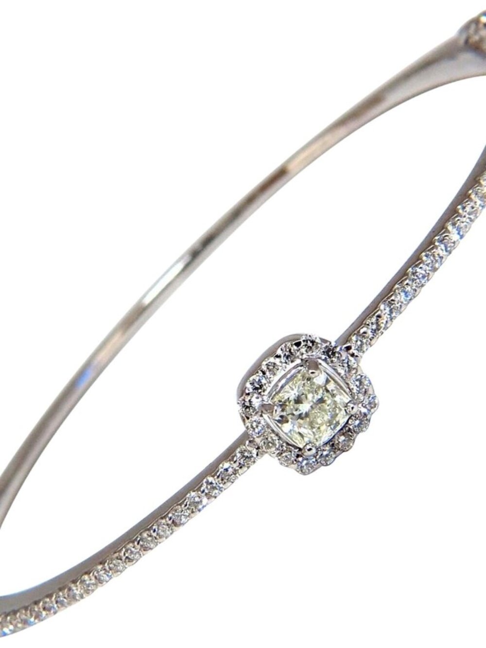 .95ct natural round diamond cluster halo bangle bracelet 14kt*